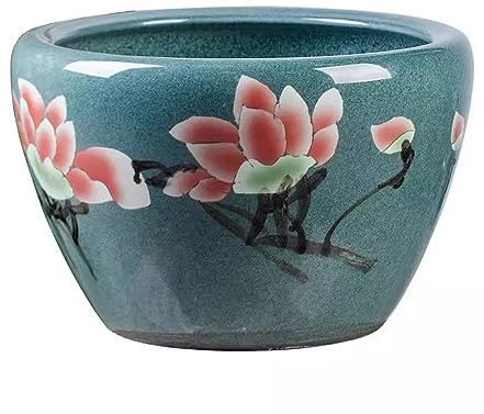 Fish Bowl Balcony Courtyard Large Fish Tank Water Tank Lotus Pot Ceramic Tank Goldfish Pot Water Lily Bowl Garden Breeding Tank Modern Fish Tank,42cm