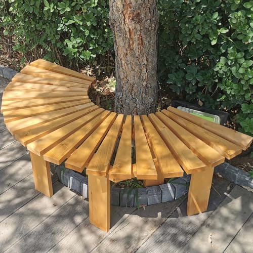 Halbrunde Baumbank für den Garten, Massivholz, Outdoor-Hocker, Rundum-Design, unterstützt bis zu 300 kg, perfekt für Entspannung und Stil