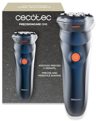 Cecotec Elektrorasierer PrecisionCare One. Edelstahl-Doppelringklingen, 75 Min Akku, IPX7, Schwimmkopf, Selbstschärfend, Lade-Reminder + Sperre, Rutschfester Griff, Konturen-Trimmer Für Präzise Rasur