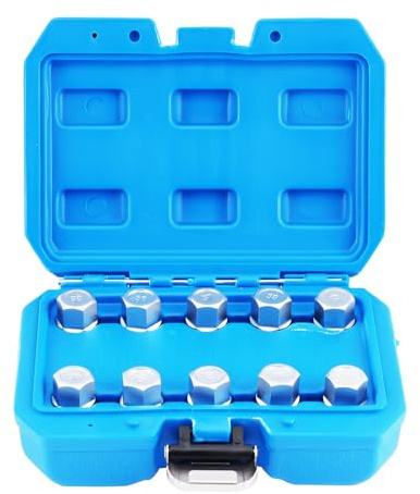 maXpeedingrods 10pcs Locking Wheel Nut Socket Key Set for BMW Master, 1/2in Drive Locking Wheel Nut Socket Spline Tamper Proof Removal Key Set for Standard 17mm Socket Tools