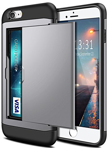 Coolden for iPhone SE 2022 Case Wallet Shockproof Case Hard Back Soft Bumper Protective Phone Case Card Holder Slot Case Cover for iPhone 7/8/SE 2020/SE 2022-Grey