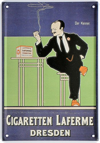 Cigaretten Laferme Dresden Reklame Blechschild Postkarte Blechkarte PKM 181