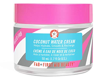 First Aid Beauty Kokosnuss Feuchtigkeitscreme, Tagescreme & Nachtcreme mit Kokoswasser, ölfreie nicht komedogene Formel, 50ml ,hydriert und hellt auf