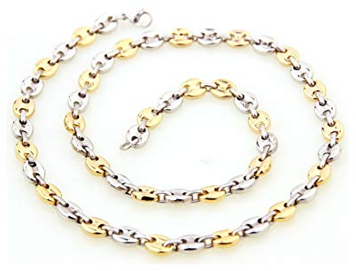 Beydodo Männer Kette ohne Anhänger 11 MM Bohnenkette Halskette Silber Gold für Partner 55 cm