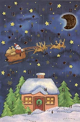 Adventskalenderkarten 5 Stück Weihnachten Goldprägung Weihnachtsmann Kinder Weihnachtsgruß