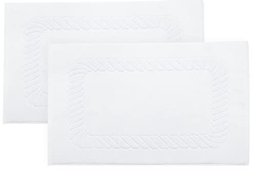 ZOLLNER 2er Set Badematten - weiche und saugstarke Duschvorleger - waschbar bis 95°C - Baumwolle - 50x70 cm in weiß