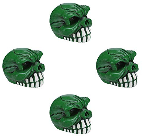 VOSAREA 1satz Skull Ventilkappen Für Fahrräder Grüne Motorradreifen-ventilkappen Aus Langlebigem Resin Kreative Schädel-Design Einfacher Einbau Schützt Vor Schmutz Und Wasser Sorgt
