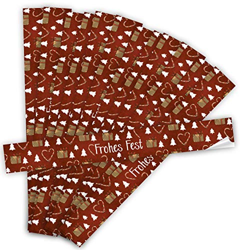 Logbuch-Verlag 25 große Weihnachtsaufkleber FROHES FEST rot weiß 5 x 42 cm - weihnachtlicher Aufkleber Geschenkschachteln Banderole für Maxibriefe