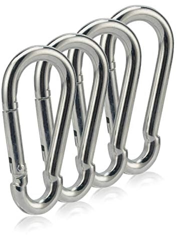 Carabiner Clip 3 Inch Spring Snap Hook Heavy Duty 4pcs M8x80mm for Hammock Punching Bags Swing Chairs Gym Equipment Camping Hiking