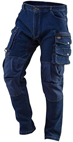 NEO TOOLS Arbeitshose Herren Denim/Schwarz gr. XS-3XL Männer | Strapazierfähige und Universelle, Arbeitshose mit 2% Elasthan, 98% Baumwolle
