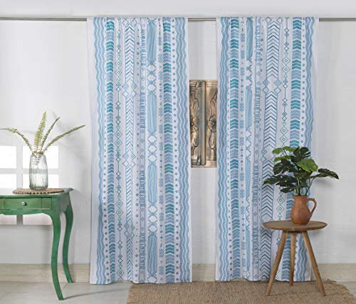 Popular Handicrafts Vorhang mit indischem Hippie-/Boho-Stil, bedruckt, für Fenster und Türen, Grün