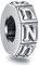 Buchstabe N Abstandshalter Charms, Initial N Alphabet Gummi Stopper Perlen in Antik 925 Sterling Silber, passt Pandora Muttertag Armband, Geschenk für Mama/Mutter im Gesetz/Weihnachten