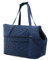 Borsa da trasporto per cani e gatti | Borsa a tracolla per animali domestici con elastico con moschettone, fino a 10 kg | Materiale: pelle scamosciata | Taglia: M - 28x38x28 cm | Colore: blu scuro