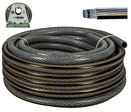 VITO Garden Gartenschlauch 15 mm (5/8 Zoll) 20 m (2,57€/m) | 5-lagig | 20 bar | FLEXGarden | kein abknicken, kein verdrehen | UV-beständig | Farbe: grau-gold (15 mm (5/8 Zoll) 20 m)