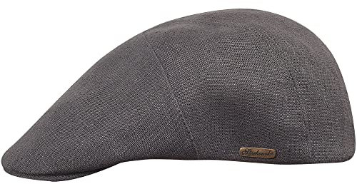 Sterkowski Modell Ivy Five| 100% Naturleinen Schiebermütze für Herren und Frauen | Klassische Sommer Schirm Cabriolet Vintage Irisch Gatsby Ivy Kappe Modische Golf Retro Mittelgrau 59