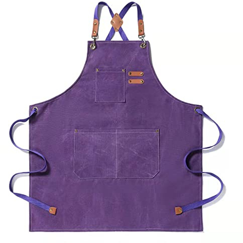 Tosewever Kochschürzen aus Segeltuch, gekreuzte Rückseite, für Herren und Damen, mit großen Taschen