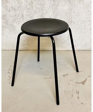 Modulor Hocker Pocket 412, stapelbar, 460 x ø 350 mm, Buche schwarz gebeizt, schwarz