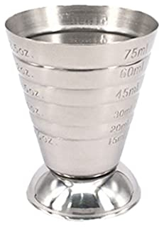 Tasse à mesurer le cocktail Jigger en acier inoxydable gradué tasse pour liquide ou mini verre de coup de feu à expresso de liquide jusqu'à 2,5 oz, 75 ml, tasse à mesurer en argent, tasse à