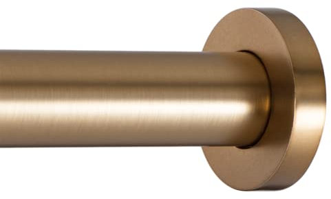 Ivilon Shower Curtain Rod - Flat End Cap Spring Tension Rods for Windows or Shower, 36 to 54 Warm Gold