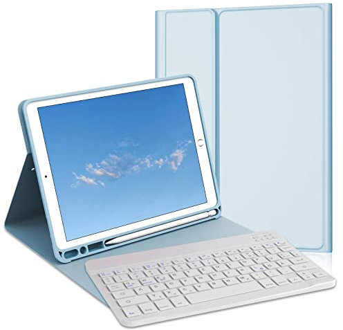 JADEMALL Tastatur Hülle für iPad 9/8/7 Generation 2021/2020/2018, Magnetische QWERTZ Bluetooth Tastatur