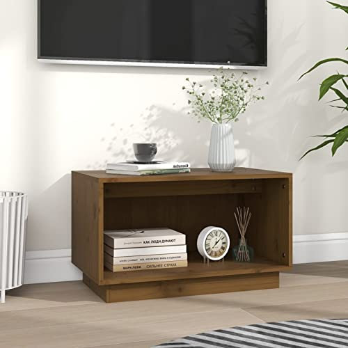 Susany TV-Schrank TV-Ständer Fernsehtisch Stereoschrank Fernsehschrank TV-Möbel HiFi-Schrank Sideboard Lowboard TV-Tisch Schrank Sideboard Wohnzimmertisch Honigbraun 60x35x35 cm Massivholz Kiefer