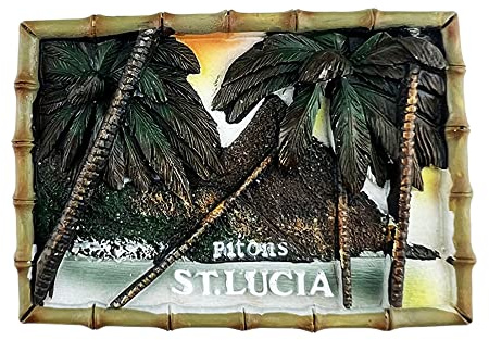 St.Lucia 3D Pitons Fridge Magnet Souvenir Gift,Resin Handmade St.Lucia Refrigerator Magnet Home & Kitchen Decoration Collection