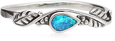 Blauer Opal Edelstein 925 Sterling Silber Ring Stimmungsring Stil Solitär Gefühls für Damen und Girls