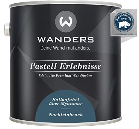 Wanders Pastell Erlebnisse 2,5L - Nachteinbruch/Dunkles Graublau - Edelmatte Wandfarbe! Küchenmöbellack und Möbelfarbe. Kreidefarbe für Holz & mehr. Hohe Deckkraft, schnell trocknend