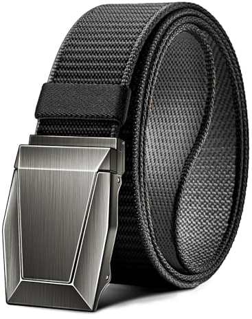 KEMISANT Taktischer Gürtel, Gürtel Herren Arbeitsgürtel Militär Wandern 3,8cm,Schnellverschluss Metallschnalle(Schwarz/Dunkelgrau,115cm/34-38 taille verstellbar)