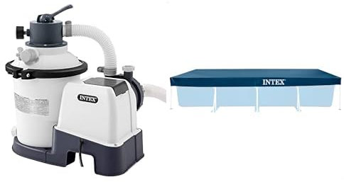 Intex Krystal Clear 26642 Filtre à Sable SX925 Blanc 2000 l/h & 28039 - Bâche Protection pour Piscine Rectangulaire Tubulaire 4M50 X 2M20