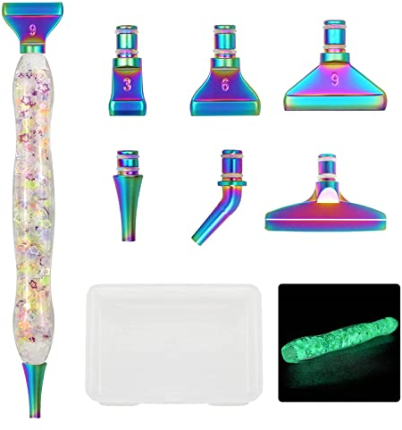 Cyleibe Diamond Painting Zubehör Stift Set, 6 Styles 5d Drill Pen Ersatzköpfe Farbe Metal Pen Tip für Diamond Painting Pen, im Dunkeln leuchtende Diamantkunststifte