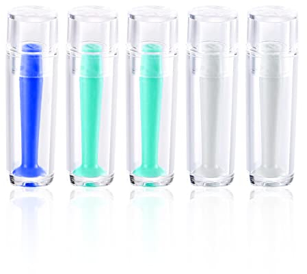 Juego de 5 Piezas de Aspirador para Lentes de Contacto con Caja de Almacenamiento, Botella, Varilla de succión para Lentes de Contacto, Color Transparente, Verde, Azul