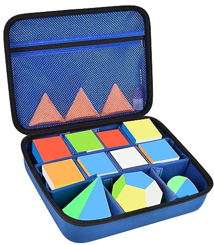 Grapsa Speed Cube Storage Case Bag Holds 12+ Different Types Retro Brain Teaser Fidget Toy. Carrying Holder with Mesh Pocket Fits for Cube Stand/Tutorial (Box Only) - Blue