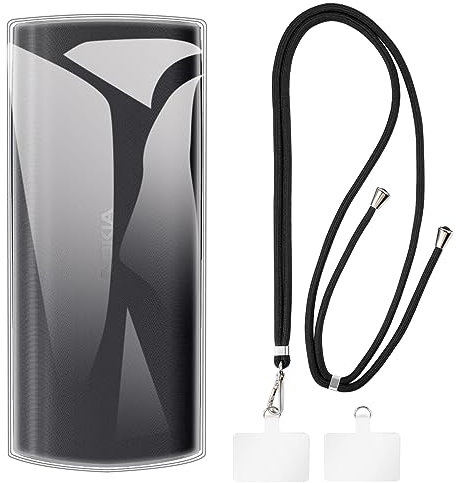 Shantime Nokia 105 2G 2023 Case + Universal Mobile Phone Lanyards, Neck/Crossbody Soft Strap Silicone TPU Cover Bumper Shell for Nokia 105 2G 2023 (1.8”)
