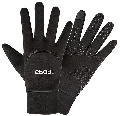 YIUPEDRFG Warme und wasserdichte Herrenhandschuhe – Outdoor Aktivitäten im Winter und warme Polyester Handschuhe für Herren Fahrradhandschuhe, Schwarz, L
