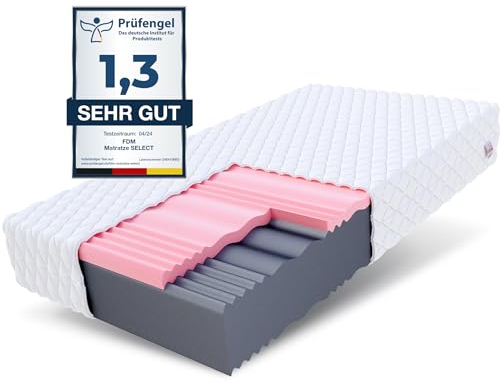 FDM Matratze 100x200 cm Härtegrad H3 H4 Höhe 14 cm Kaltschaummatratze HR-Schaum Visco-Schaum 7 Komfortzonen mit Hypoallergenem Waschbarem Jersey Bezug Oeko-Tex Select