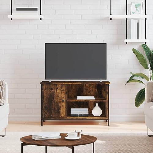 Coavain Mobile Porta TV Rovere Fumo 80x40x50cm in Legno Multistrato Mobili Porta TV da Terra Mobile TV Legno Armadio TV Mobiletto Soggiorno Mobiletto per TV Mobile TV Basso Mobiletto Sotto Tv