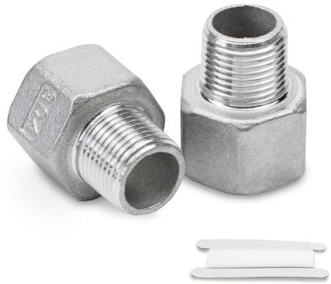 Bwintech 2 pz 1/4 Maschio a 3/8 BSP Femmina Filettatura In Acciaio inox 304 Boccola Esagonale Riduttore Connettore Per Tubo Collegamento Conversione