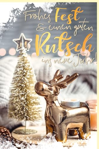 Skorpion Weihnachtskarte schön Goldfolie Elch - mit Umschlag