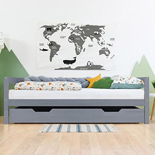 Schublade Beistellbett Buddy - auf Rollen - grau - für Bett 80 x 200 cm