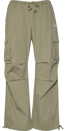 Karl Kani Herren KM234-032-1 KK Small Signature Washed Parachute Pants XXS Dusty Green