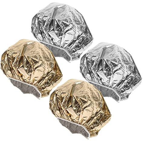 FRCOLOR Haarpflege Wärmekappen aus Aluminiumfolie 4 Stück Elastisch für Professionelle Haarfärbung und Dauerwellenbehandlungen Salon und Heimtauglich 11x11 Zoll