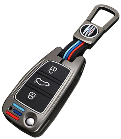 HooRLZ Zink Legierung Schlüsselhülle für Audi A1 A3 A4 A6 A8 Quattro Q2 Q3 Q7 S3 S6 RS3 RS6 R8 TT TTS Schlüssel Cover, Audi A3 Autoschlüssel Hülle, Audi A4 Schlüsselhülle mit Schlüsselanhänger