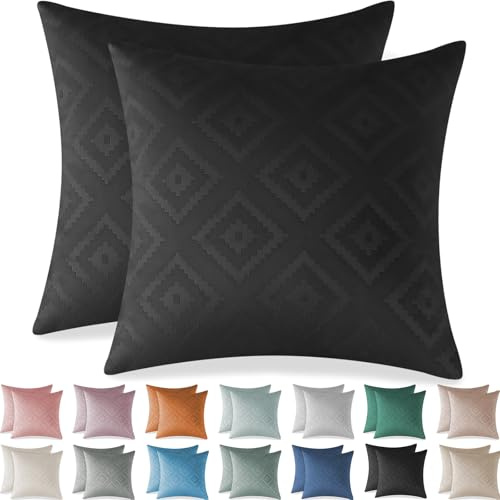 Ystyle Samt Kissenbezug 50x50 Kissenhülle Dekorative Sofakissen Quadratische Dekokissen Zierkissenbezug Kissenbezüge Kopfkissenbezug für Wohnzimmer Schlafzimmer 2 Stück, Schwarz