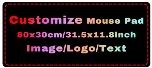 Tapis de Souris XL Personnalisé avec Photo/Texte/Logo 800x300x3mm Tapis de Souris de Jeu Imperméable Personnalisé, Tapis de Souris à Base en Caoutchouc Antidérapant pour PC Portable Ordinateur Bureau