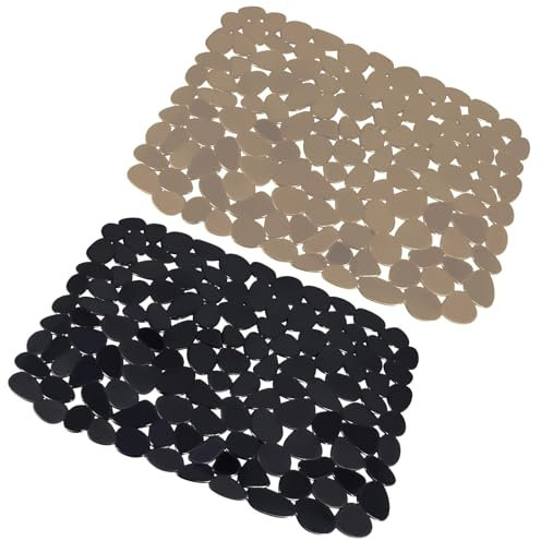 2 Pz Tappetino Lavandino Cucina 30x40cm in PVC, Tappetino per Lavello Cucina, Tappetino Protettivo per Lavello, Tappetino di Protezione Lavello a Forma di Ciottolo, Evitare Graffi nel Lavello