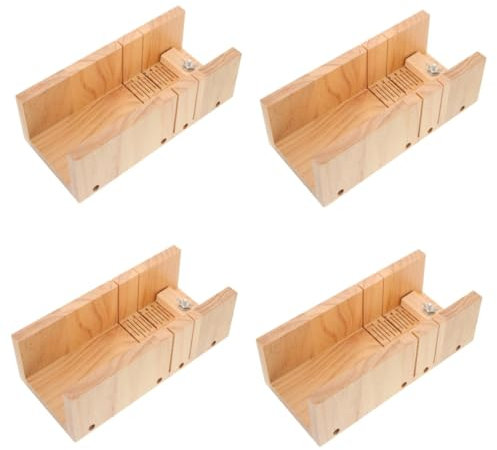 DIYEAH 4 Stück Handgefertigte Seifenschneider Formen DIY Seifenschneideform Holzschneidbasis Seifenschneider Werkzeug Praktische Seifenschneideform Holzseifenschneiderform