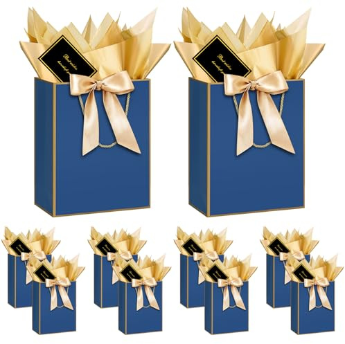 HONTIUS Sacs Cadeaux Pochette Cadeau, Lot de 10 Sac Cadeau Noel 12.59 avec 10 Papiers Sydney 10 Cartes, 32 * 25 * 10cm Sac Cadeau Anniversaire pour Anniversaire, Cadeau, Fête, Mariage E