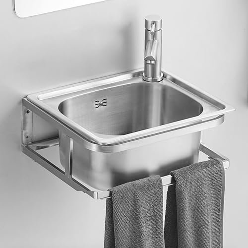 Lavabos De Salle De Bain Muraux évier En Acier Inoxydable Lave-mains Avec Robinet évier Suspendu Pour Camping-car Lavabo Rectangulaire Pour Salle De Bain Toilettes Petit Vestiaire