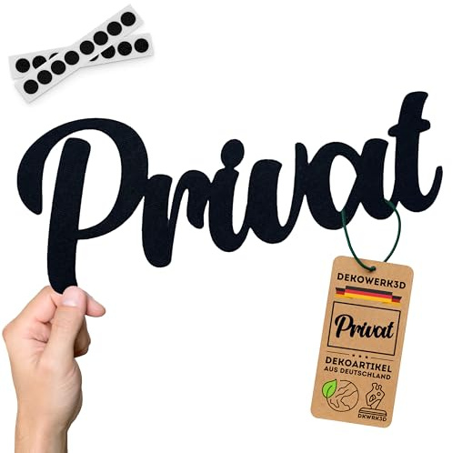 Privat Türschild klebend - Kunststoff Türaufkleber - Kein Zutritt Schild Schwarz - Aufkleber Tür Beschriftung WC - Klebeschild Zimmer - Kein Durchgang Schriftzug Dekoration Toilette (L)